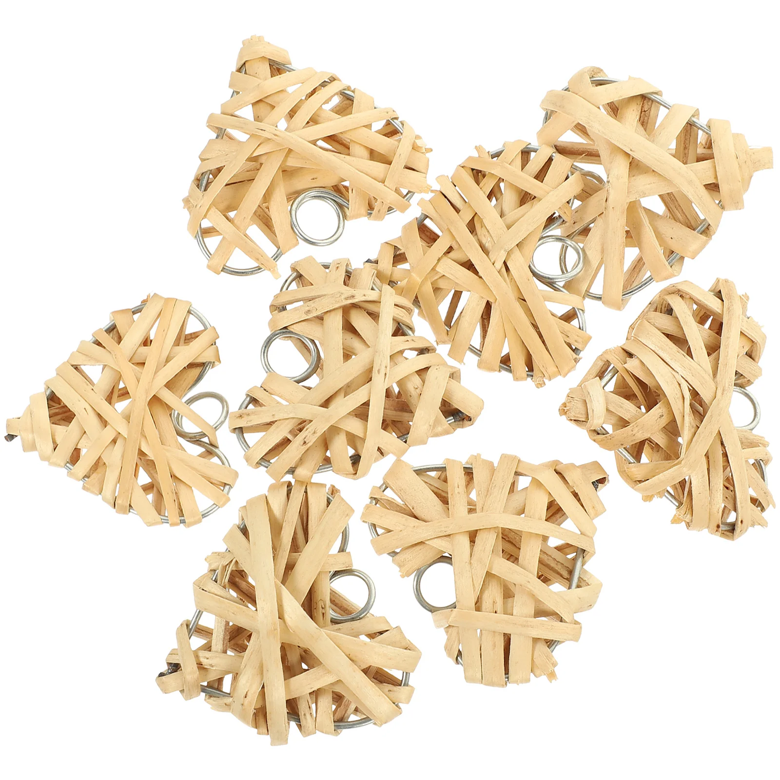 

8pcs Heart Style Natural Rattan Wicker Balls Decorative Hanging Balls Wedding Party Home Decoration Ornaments DIY Craft Hanging