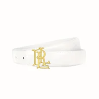 Ceinture élégante avec lettres dorées pour femme – Une luxueuse ceinture marron-noir avec une boucle dorée. Convient aux tenues décontractées et formelles, un al 5