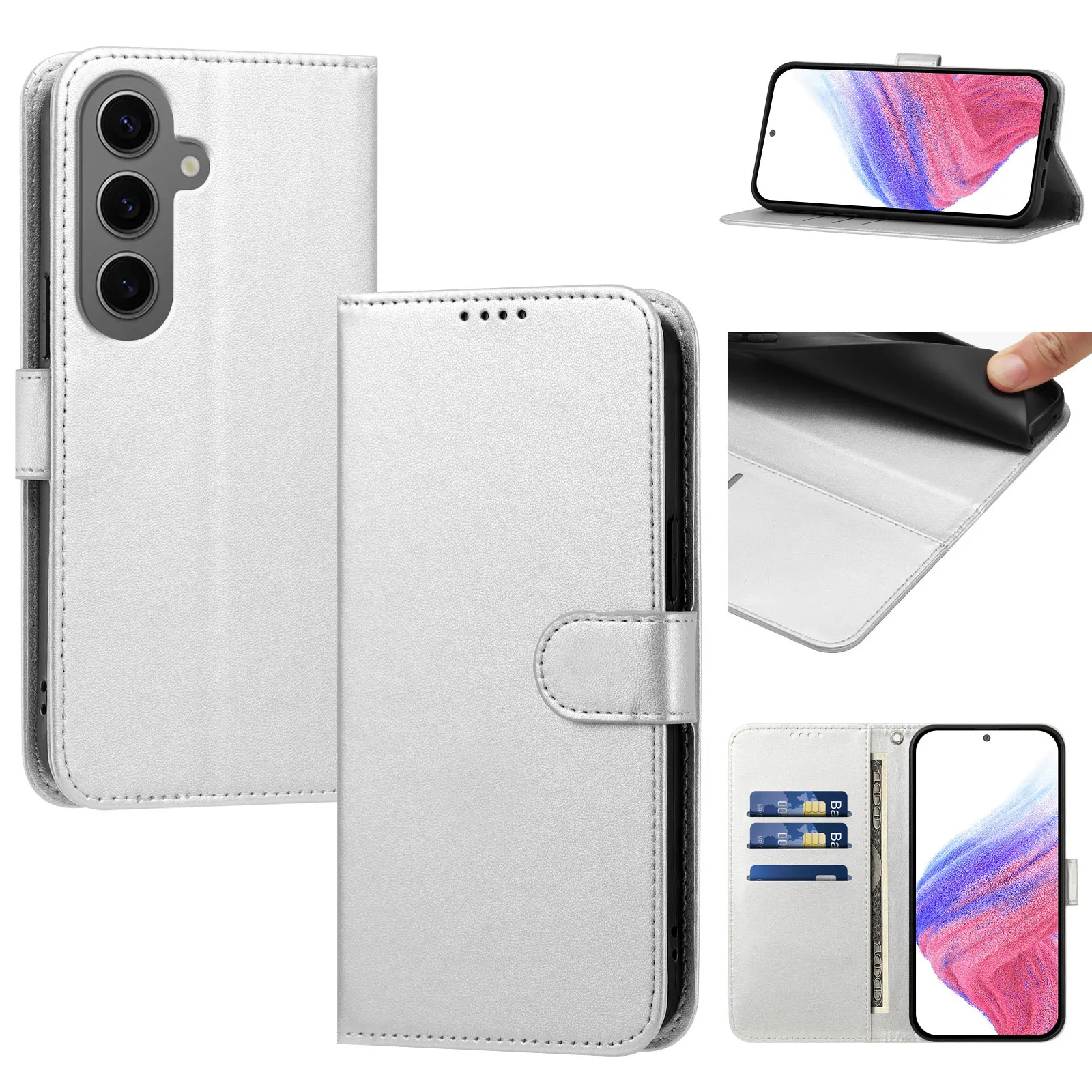 Luxury Leather Wallet Phone Case with Shockproof Bumper and Card Slots