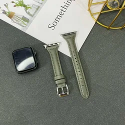 Elegant Leather Slim Strap - Women's Bracelet - 42mm 44mm 45mm 49mm (2 Avocado Green)