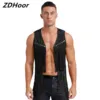 Mens Faux Suede Tassel Vest Western Cowboy Vest Fashion Rivets Fringe Waistcoat Open Front Sleeveless Jacket 1