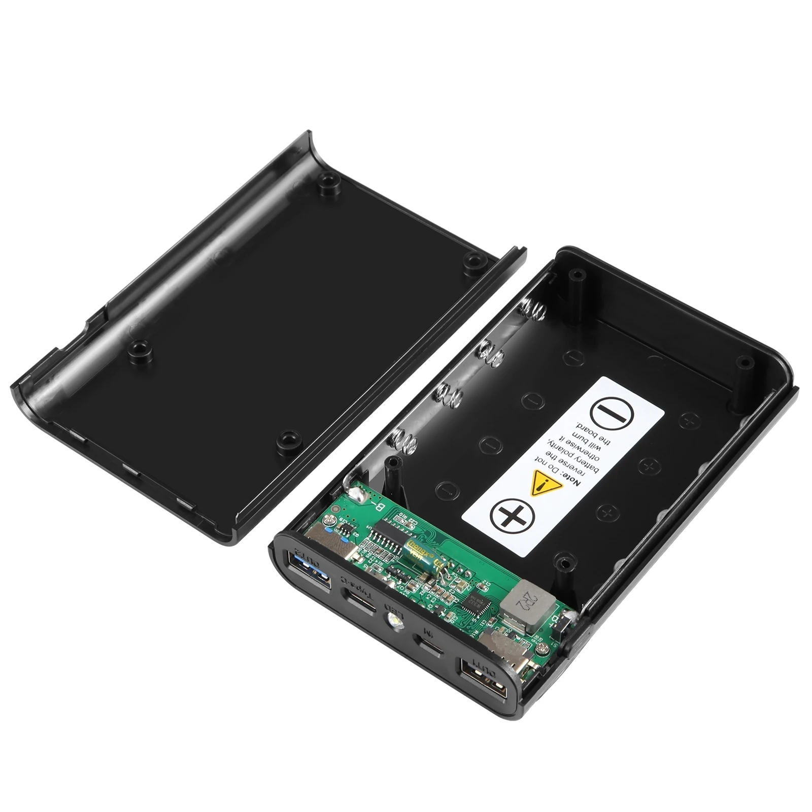 HAWEEL Power Bank Shell Box DIY 4x 18650 Battery (Not Included) 12000mAh Dual-way QC Charger with 2x USB Output & Display