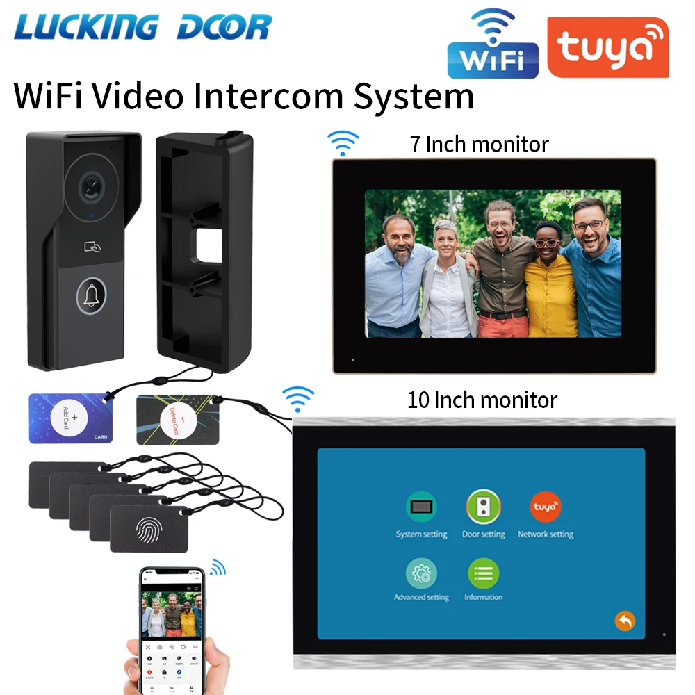 Video Intercom, WiFi Video Doorbell Camera With Monitor, 7 Inch Wired Doorbell, 1080P Camera, Supports Swipe Card Input And Motion Detection, Two-Way Audio - View #6