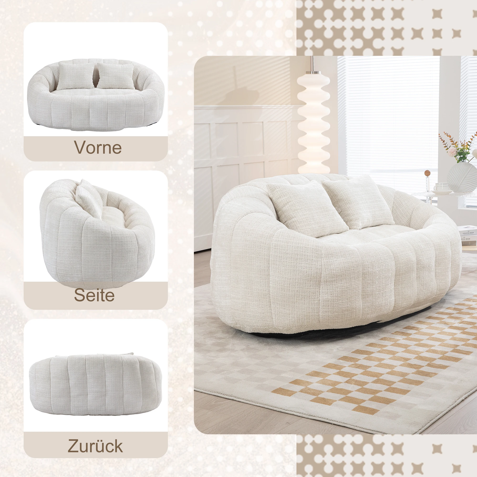 Bean Bag Sofa Lazy Sofa Durable Comfort Lounger High Back Bean Bag Chair Couch for Adults and Children, Floor Soft Lounge Chair – Detail 1