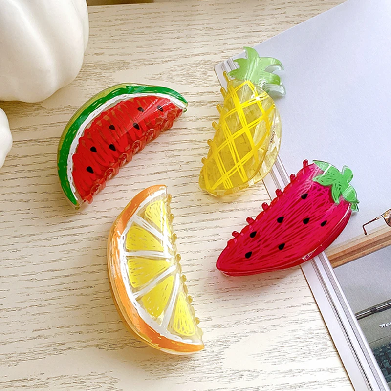 Cute Fruit Pattern Hair Claw Clip Accessories Acrylic Women Girls Hairpin Headdre 11cm