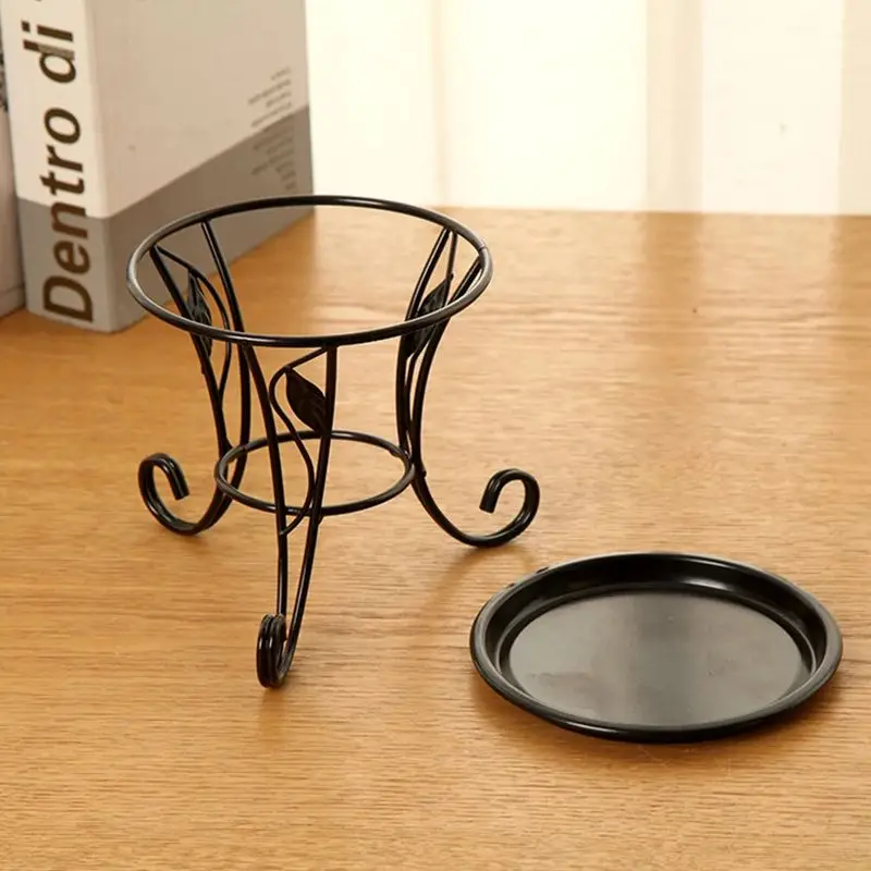 Metal Plant Stands Indoor, 13.5cm Tall, Vintage Corner Plant Stand Holder & Display Rack for Outdoor Garden, Black