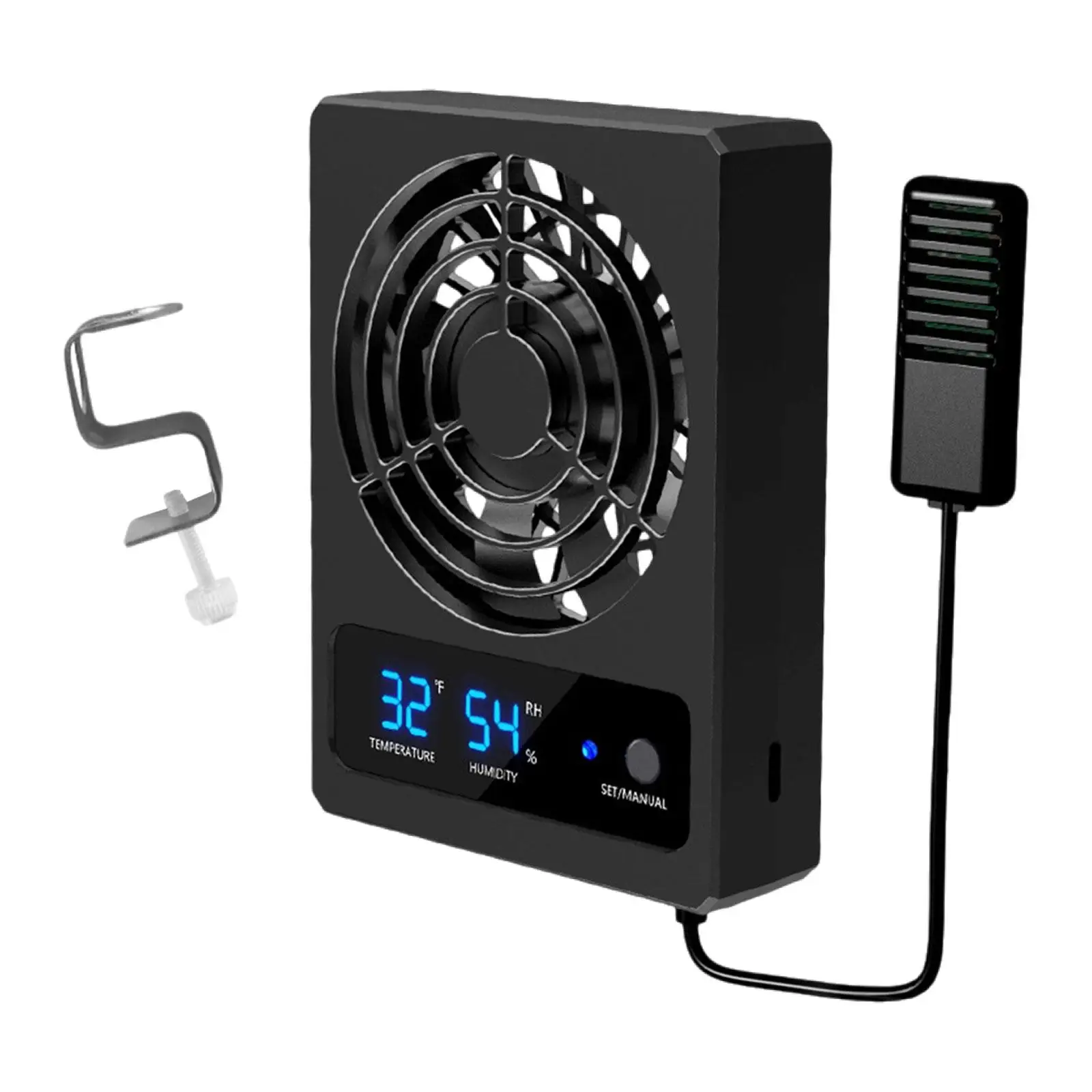 Reptile Ventilation Fan Smart Hygrometer Digital Display Adjustable Mounting
