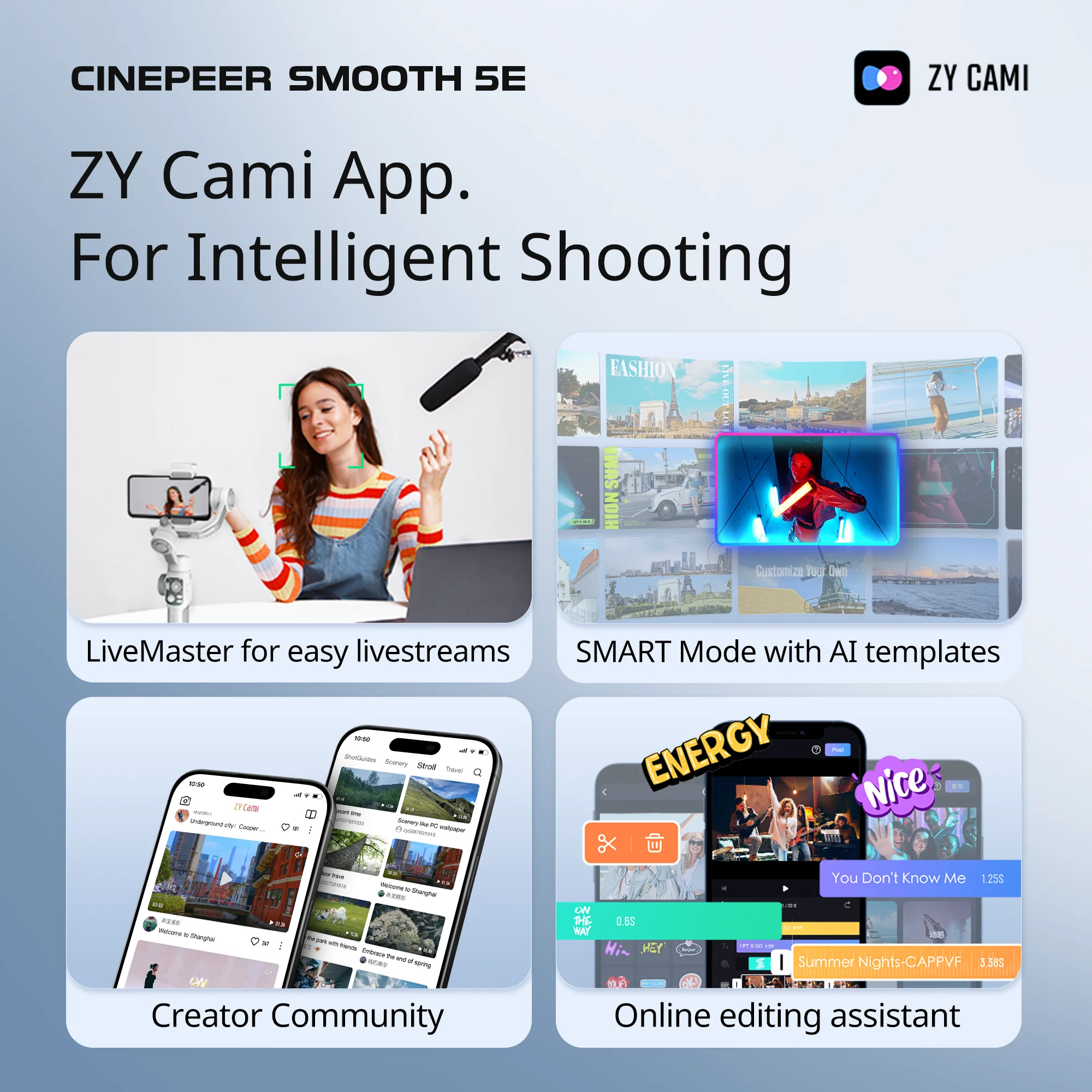 SMOOTH 5E 3-Axis Phone Gimbal: Portable Stabilizer for iPhone 15 Pro/Huawei Hand