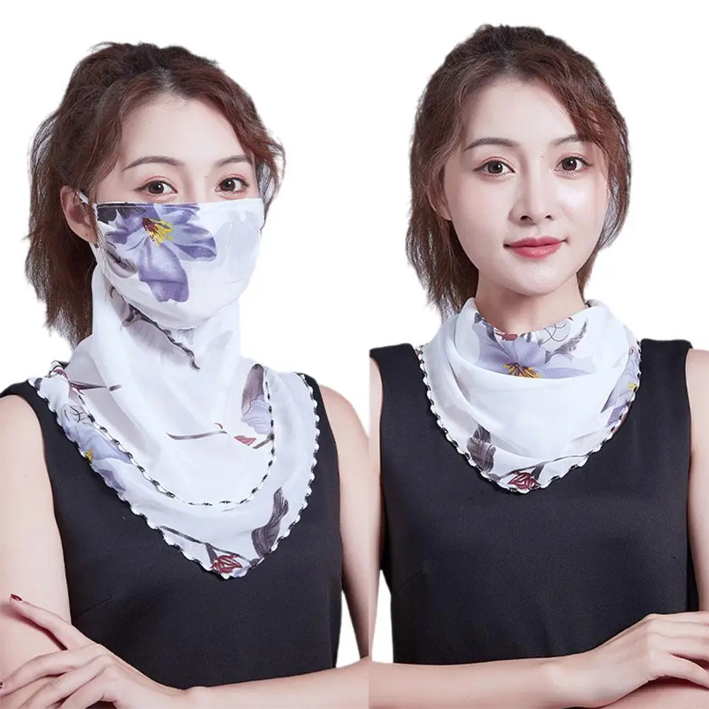 

Summer Chiffon Sun Protection Scarf Multi-Function Face Mask Hair Neck Shawls Wraps Female Bandana Scarves Accessories