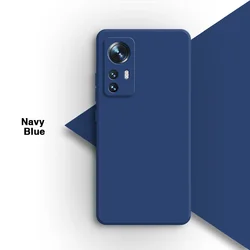 Sleek Solid Square Liquid Silicone Phone Case - Xiaomi 12S (Navy Blue)