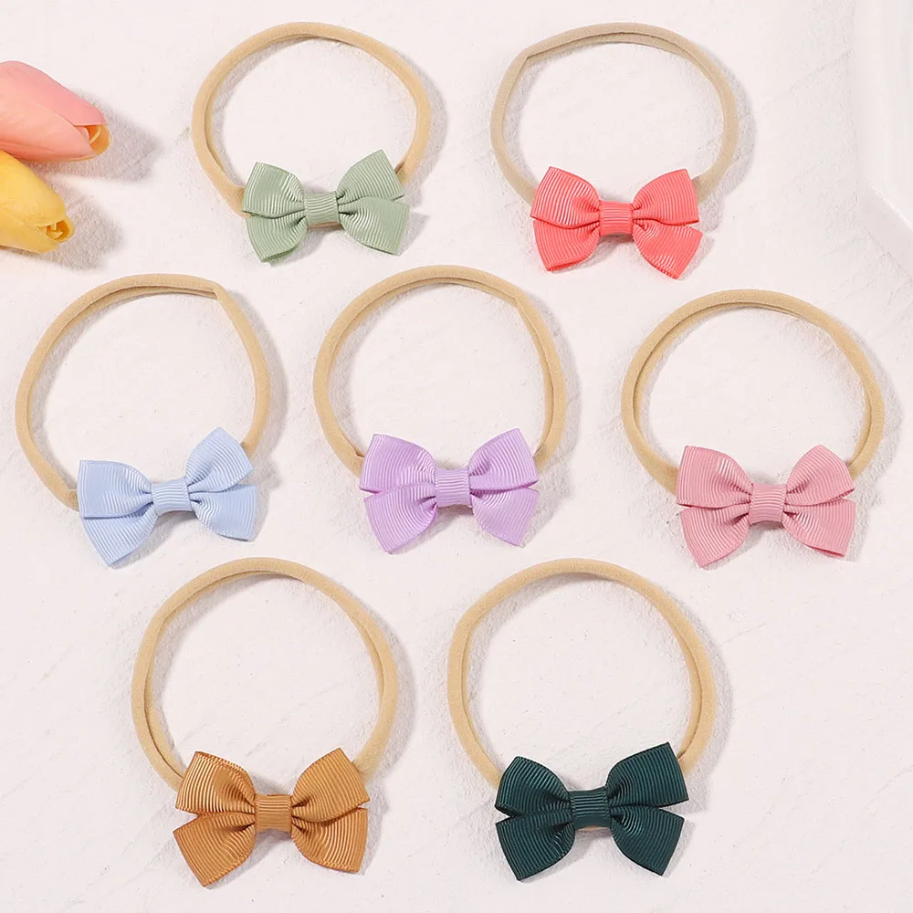 1PCBowHeadbandforBabyGirlRibbonElasticNylonHairbandNewborn