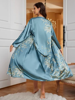 طقم روب نوم وأنيق وعصري مطبوع مكون من قطعتين لملابس منزلية غير رسمية للنساء 2