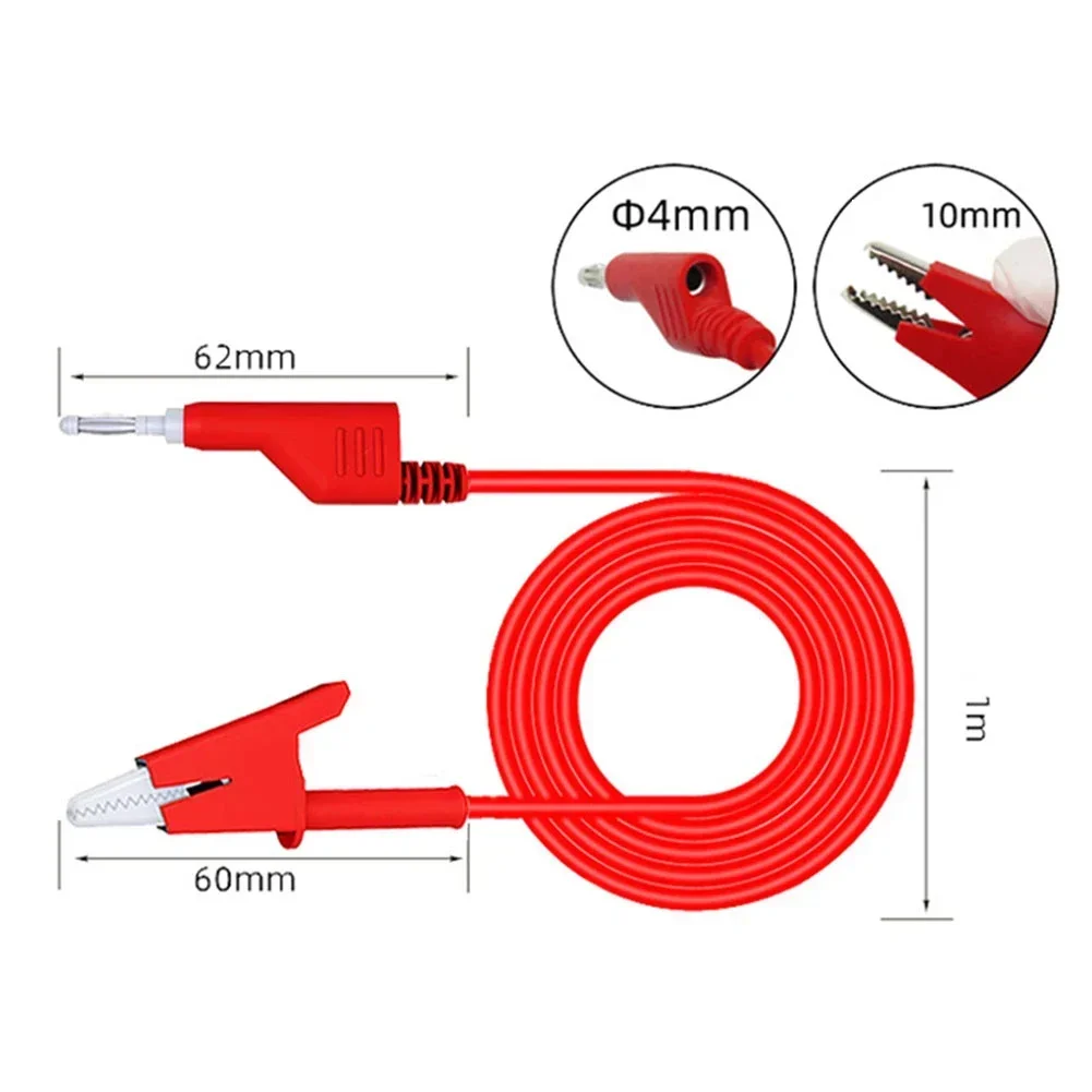 4mm Cilp To Banana Plug Test Cable Lead Connector Dual Tester Probe Crocodile Clip For Multimeter Measure Tool Power Supply 2PCS