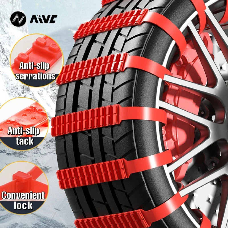 AIVC Anti-Skid Snow Chains for Car Motorcycles Winter and Bad Terrain Wheels Anti-slip Emergency Universal Lockout Artifact tire chains