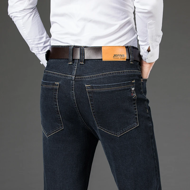 Plus Size 42 44 46 Men's Fashion Casual Jeans Classic Business Straight Elasticity Denim Pants Spring Autumn Trousers Male Brand 2