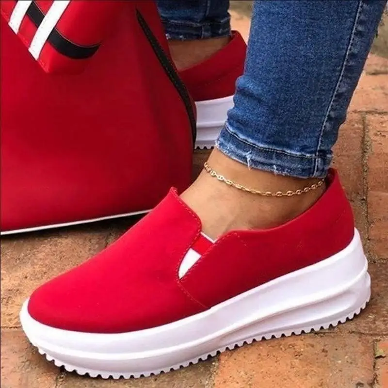

Women Platform Sneakers Sport Wedges Fashion Ankle Casual Shoes 2022 New Flats Running Female Slip On Designer Mujer Footwear