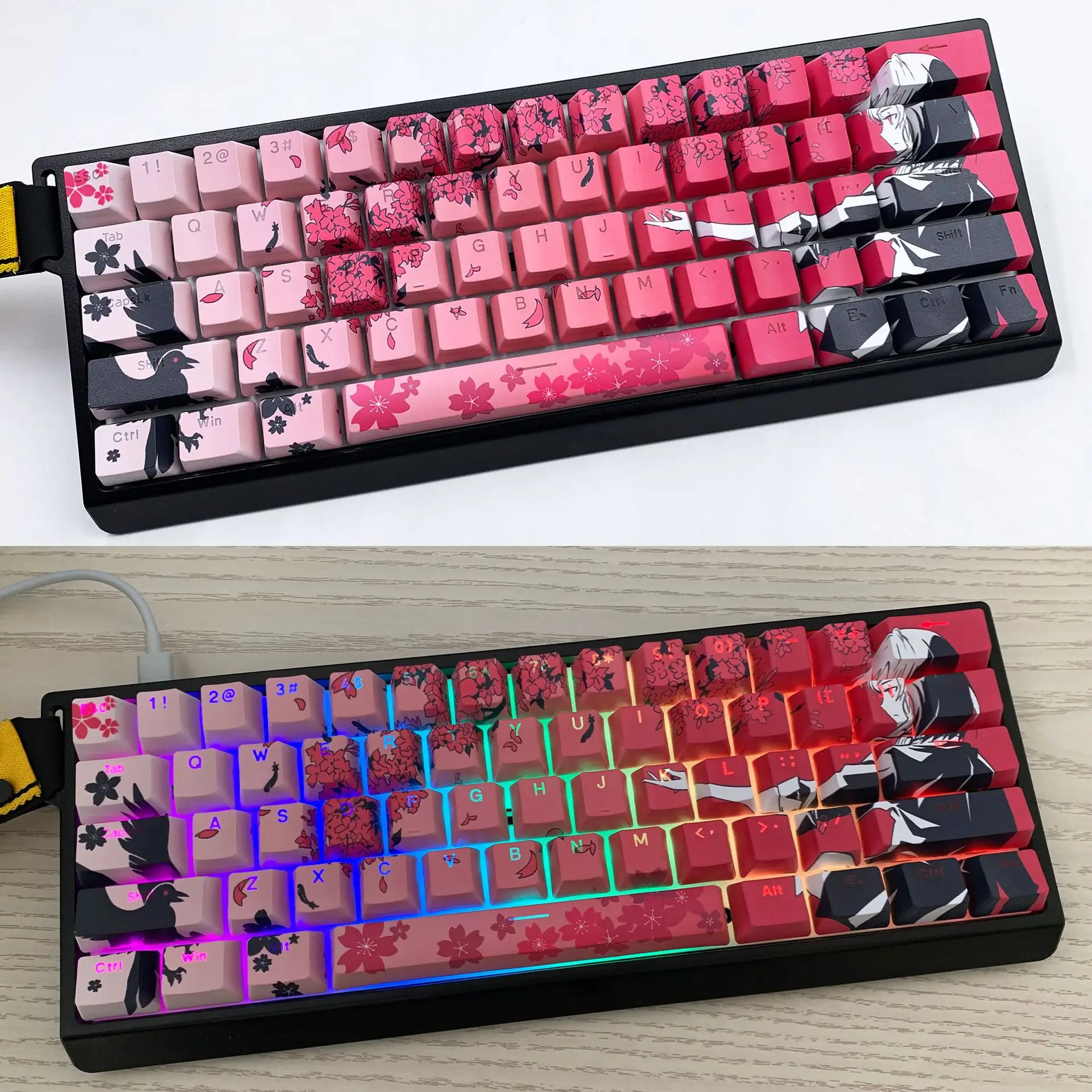 Matching Wooting Keyboard Translucent Keycaps Raven Sakura Anime 