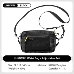 UltraLight Waterproof Dyneema Waist Pack - Multi - Pocket (Black with belt)