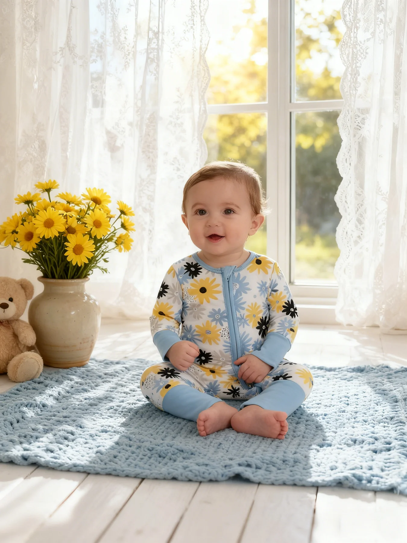 Bamboo fibre romper suit, baby romper suit, unisex design for boys and girls, insect and animal cartoon print, machine washable. 1
