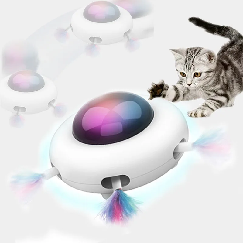 

Automatic Feather Teaser Cat Toys Interactive Electric Crazy Toys For Kittens Cat Intelligent Toy Steering Led