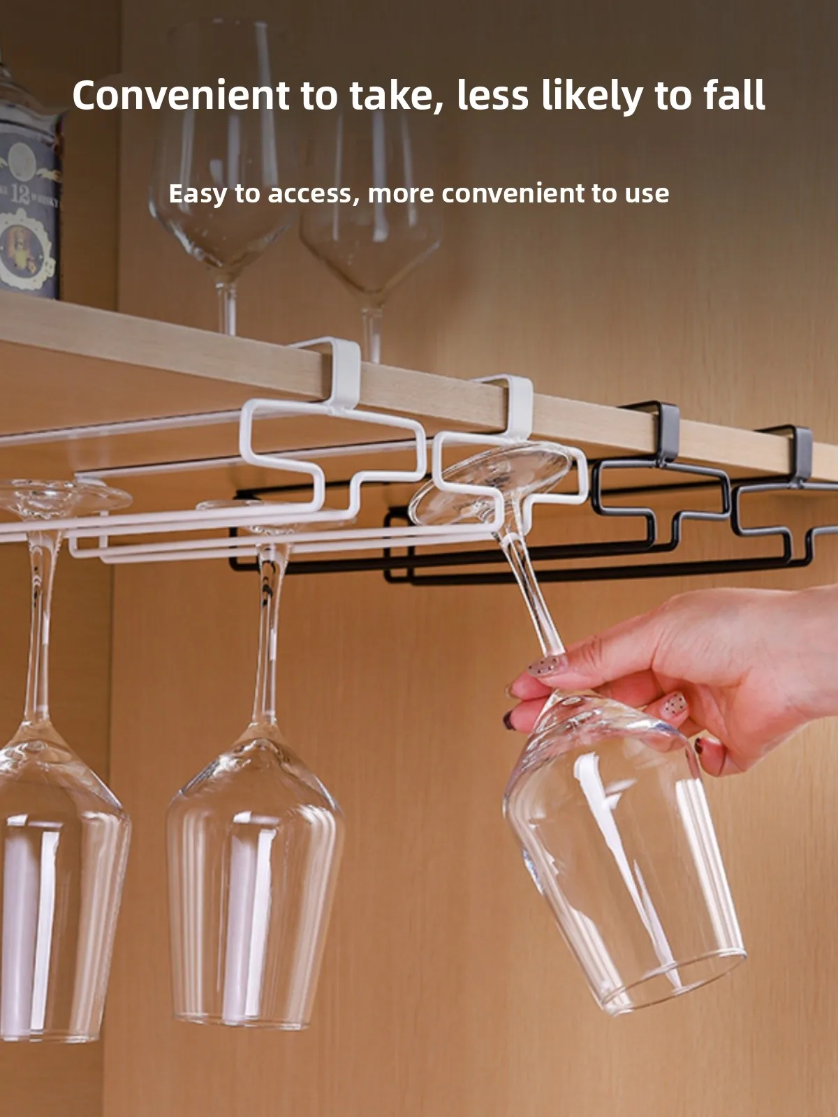 High-End Hanging Wine Glass Ra No-Punching Required Champagne Cup Holder Premium Wine Storage Organizer Nordic Sle