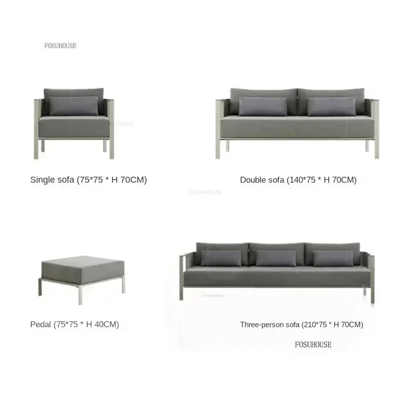Stainless Steel Design Outdoor Balcony Sofas Luxury Furniture Garden Rainproof and Sunproof Lounge Chair Home Outdoor Set