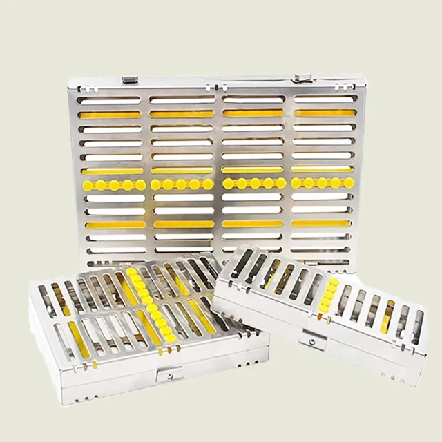 Dental Sterilization Cassette Stainless Steel Autoclave Tray Holder Box for 5 10 20 Instruments Organizer