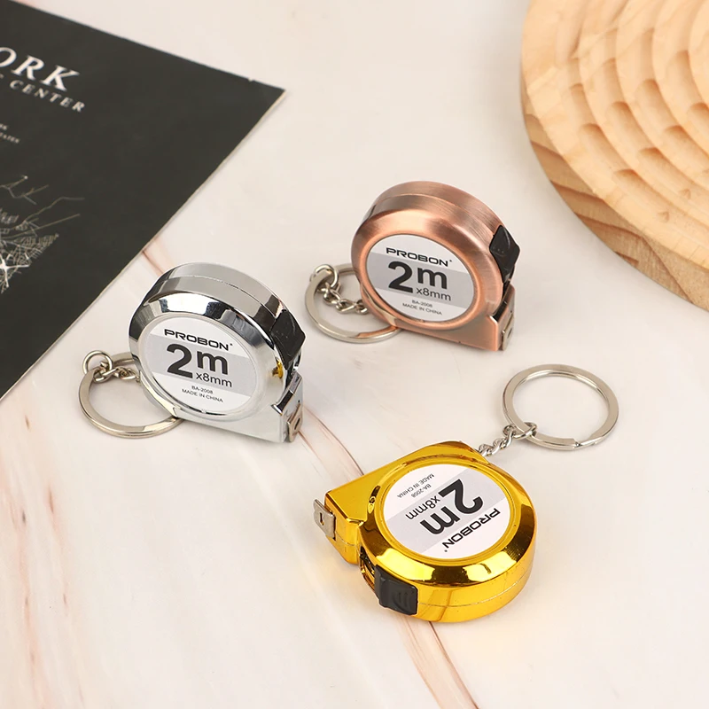 새로운 미니 소형 휴대용 줄자 휴대용 열쇠고리 2M 자 가정용 스틸 줄자