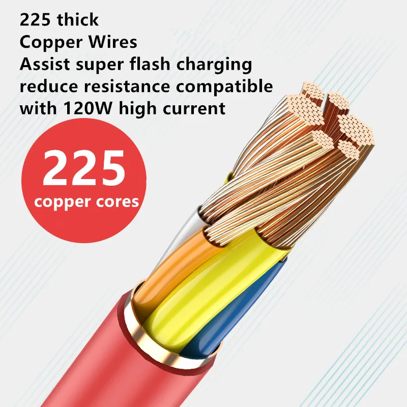 KAIQISJ 120W Extra Thick 6A USB Type C Cable For Huawei P30 P40 Pro Xiaomi POCO 66W Fast Charging Wire USB-C Charger Data Cord