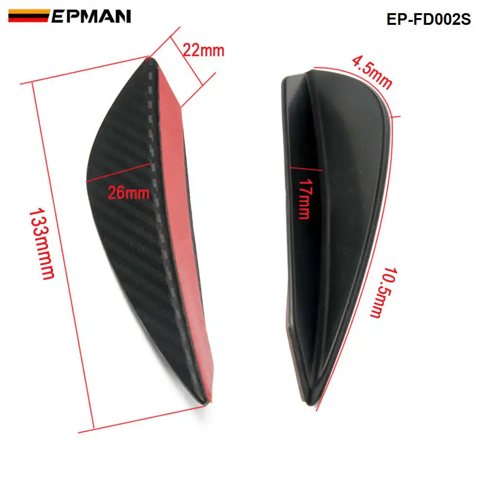 4pcs Carbon fiber Front Bumper Lip Splitter Fins Body Spoiler Canards Valence Chin EP-FD002S