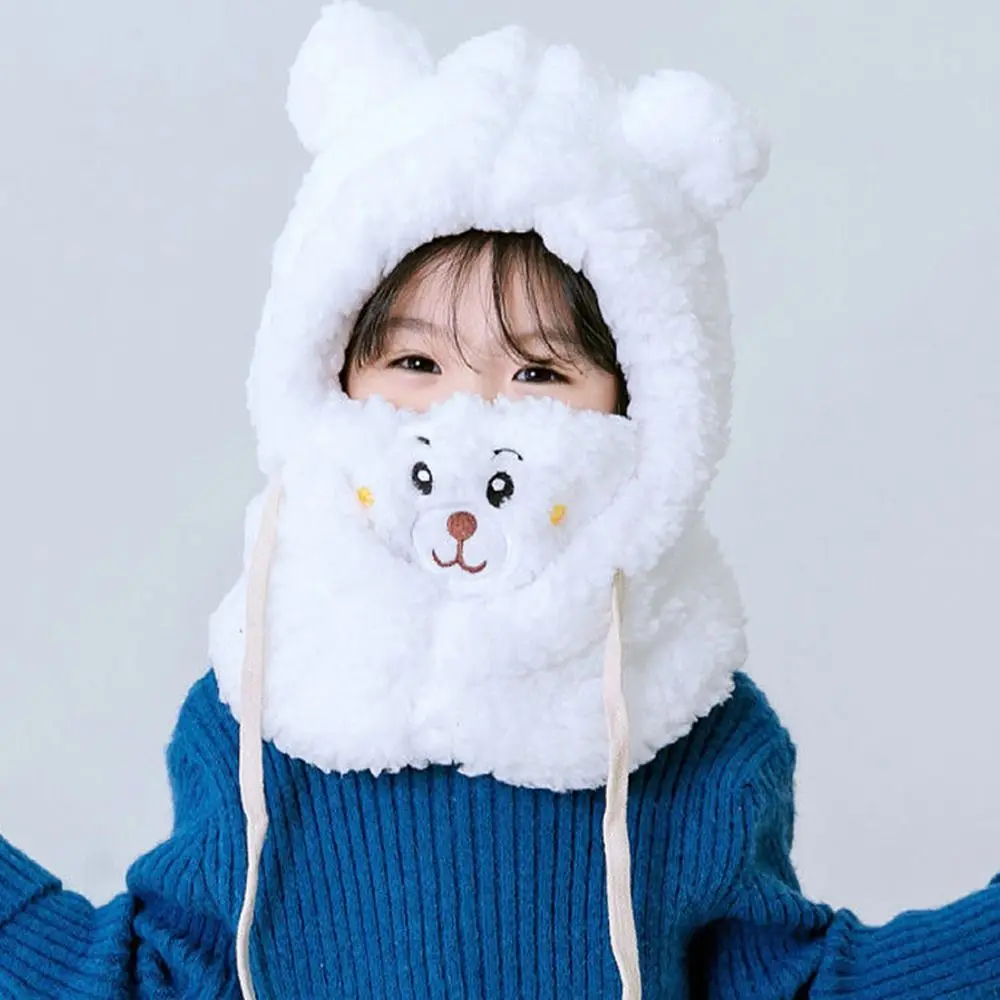 Description Picture 3 of itemFashion Lovely Scarf Integrated Cap Hat Scarf Set Cold-proof Warm Bear Winter Cap Bomber Hat Baby Hat Bonnet