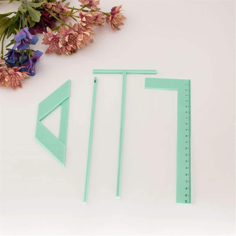 Multifunctional Bookbinding Ruler Set Includes L Ruler, T Ruler, Spacing Guide, Corner Cutting Square and Carrying Case