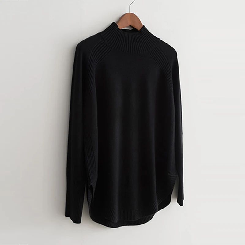 HziriP Warm Mock Neck Split Sweaters Women Hot Irregular Thicken 2022 Spring Loose Knit Outwear Solid Chic Full Sleeves Jumpers cardigan for women Sweaters