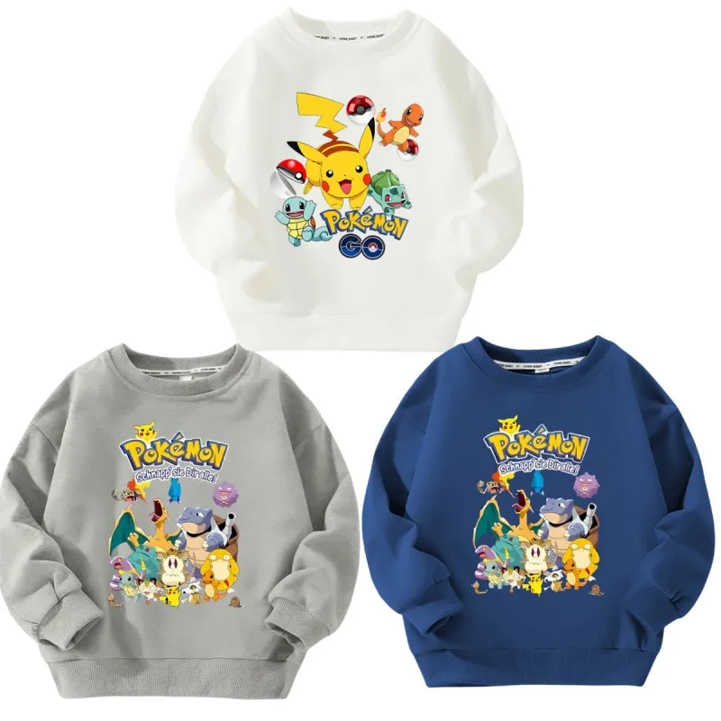 

Anime Pokemon Children's Print Sports Long Sleeve Pullover Cartoon Pikachu Cute Boy Girl Fashion Hoodies Kawaii Casual Top Gift