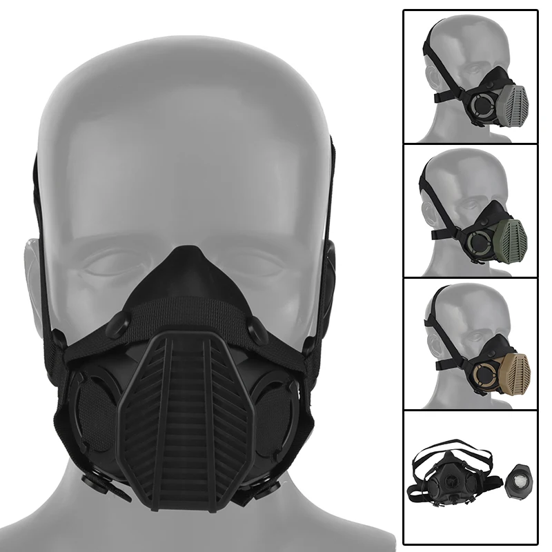 

Tactical Respirator Mask With Communication Microphone Hunting Military Shooting Airsoft Accessories Face Masks For Paintball Cs