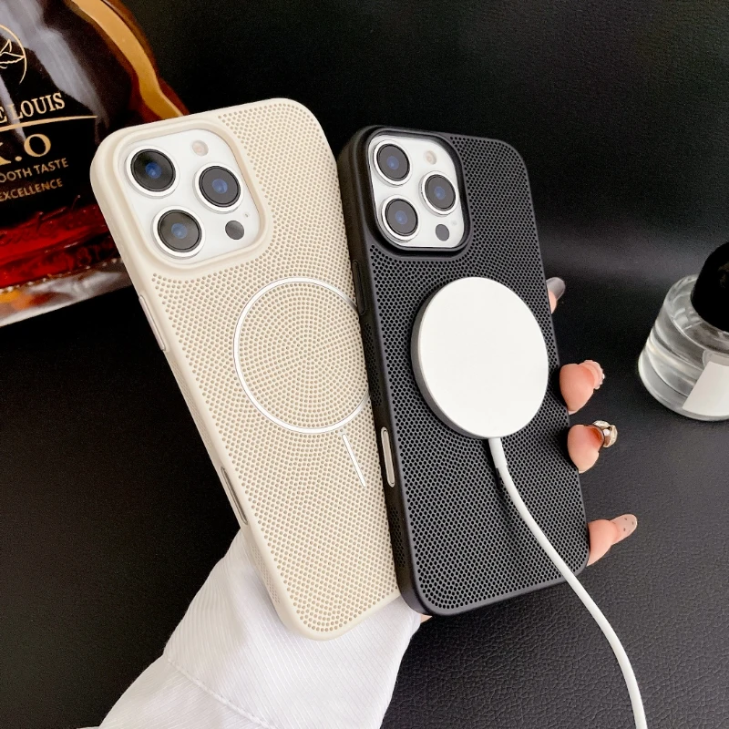 Premium Breathable Cooling Mesh Shockproof Case with MagSafe Wireless Charging Compatibility