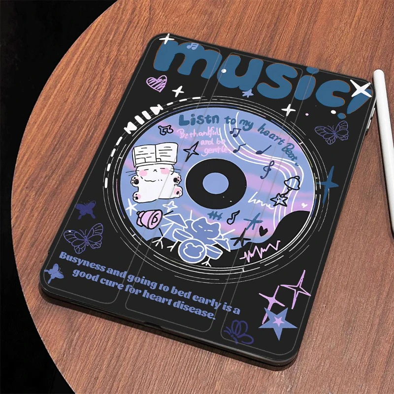 Cat Music Disc Design Smart Cover Case