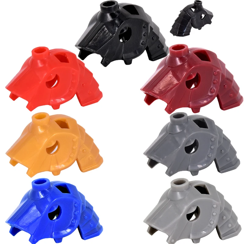 MOC 도시 중세 군사 전쟁 말 빌딩 블록 안장 말 머리 갑옷 밧줄 동물 늑대 마운트 액세서리 벽돌 장난감 C316