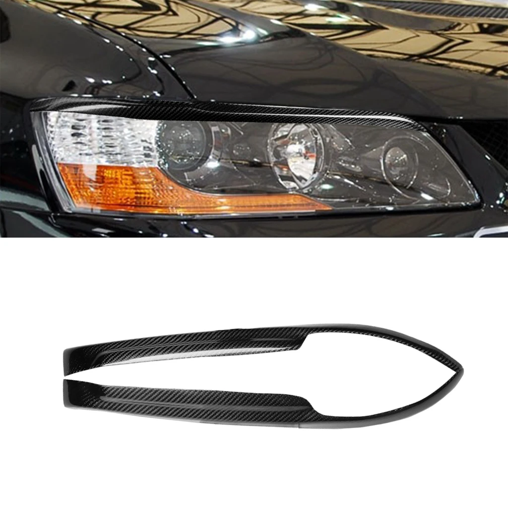 

1pair Real Carbon Fiber Car Headlights Eyebrow Eyelids Trim Cover For Mitsubishi EVO7-9 2003-2007 Car Accessories