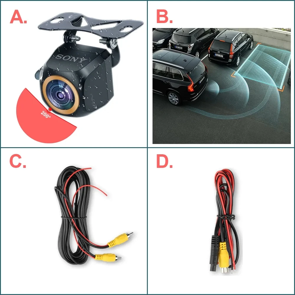 AHD 1920x1080P Front Camera Car Rear View Camera 200° Fisheye Golden Lens Full HD Night Vision Vehicle Back Car Reversing