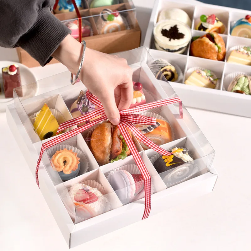 5pcs Transparent Cake Packaging Boxes with 7/9 Compartments for Mousse, Pastries, Cupca... - SKU TCPB1058 - UGI Packaging