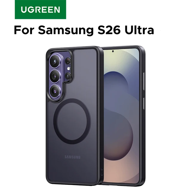 UGREEN For Samsung Galaxy S26 Ultra 2026 Magnetic Case Clear Hard Back Cover Cases for Samsung SamsungGalaxyS26 2026 Black TPU