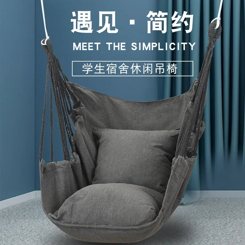 Hanging Swing Canvas Hanging Chair College Student Dormitory Hammock with Pillow Indoor Camping Swing Adult Leisure Chair