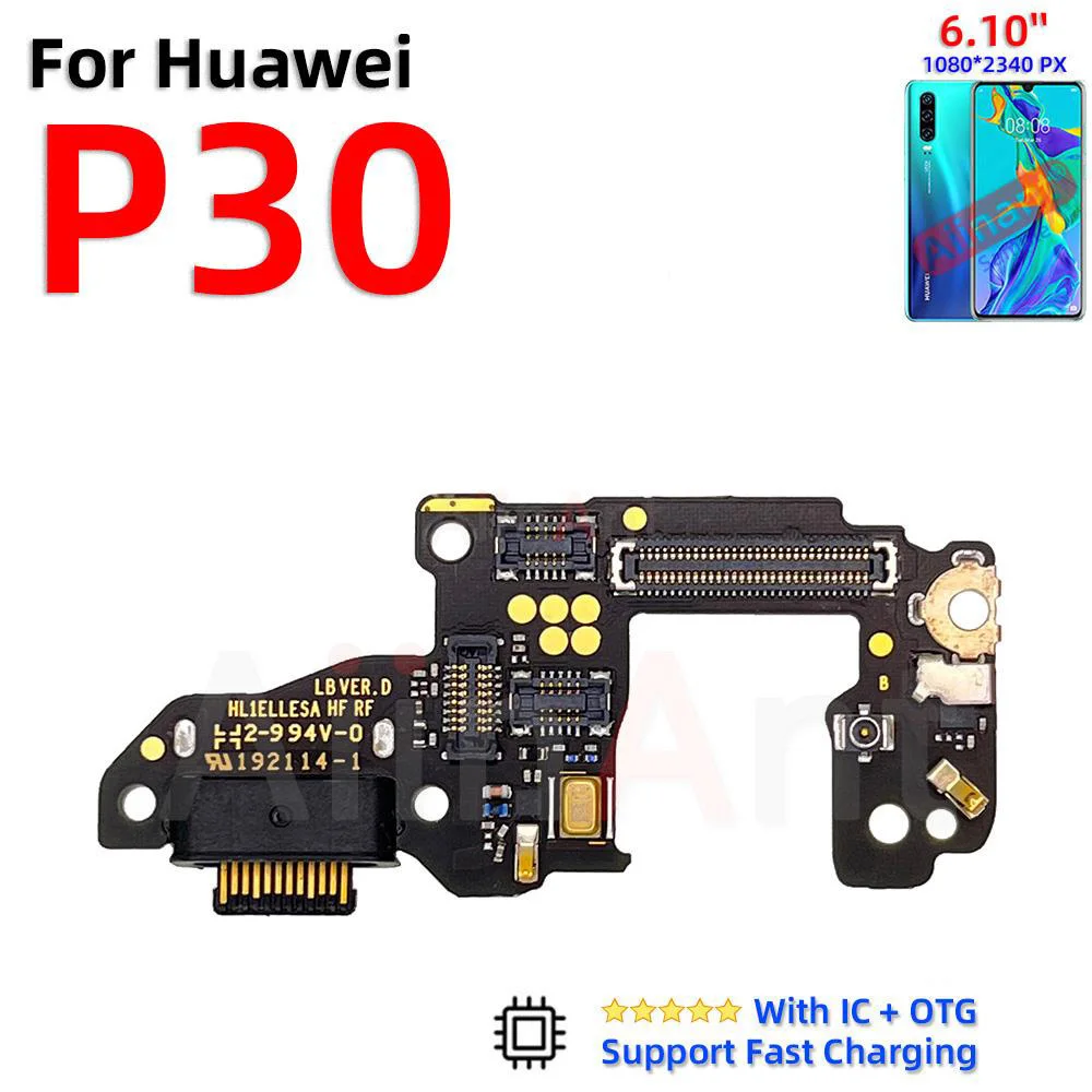 Aiinant USB Charger Dock Mic Connector Port Charging Board Flex Cable For Huawei P20 P30 Lite Plus Pro 2017 2018 Phone Parts