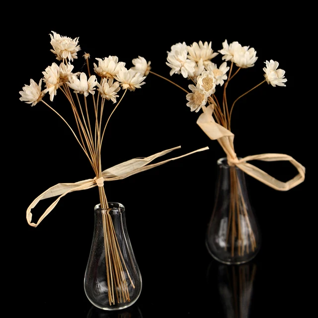 Flores secas con jarrones de vidrio para casa de muñecas, modelo de flores  en miniatura, adornos para el hogar, accesorios de decoración, 1/12 -  AliExpress