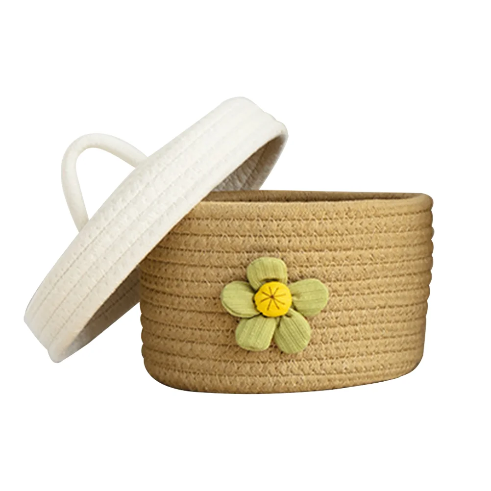 

Cabilock Desktop Small Woven Basket Cotton Rope Baskets Desktop Basket Bin Woven Nursery Basket Lid Countertop Organizing Toilet