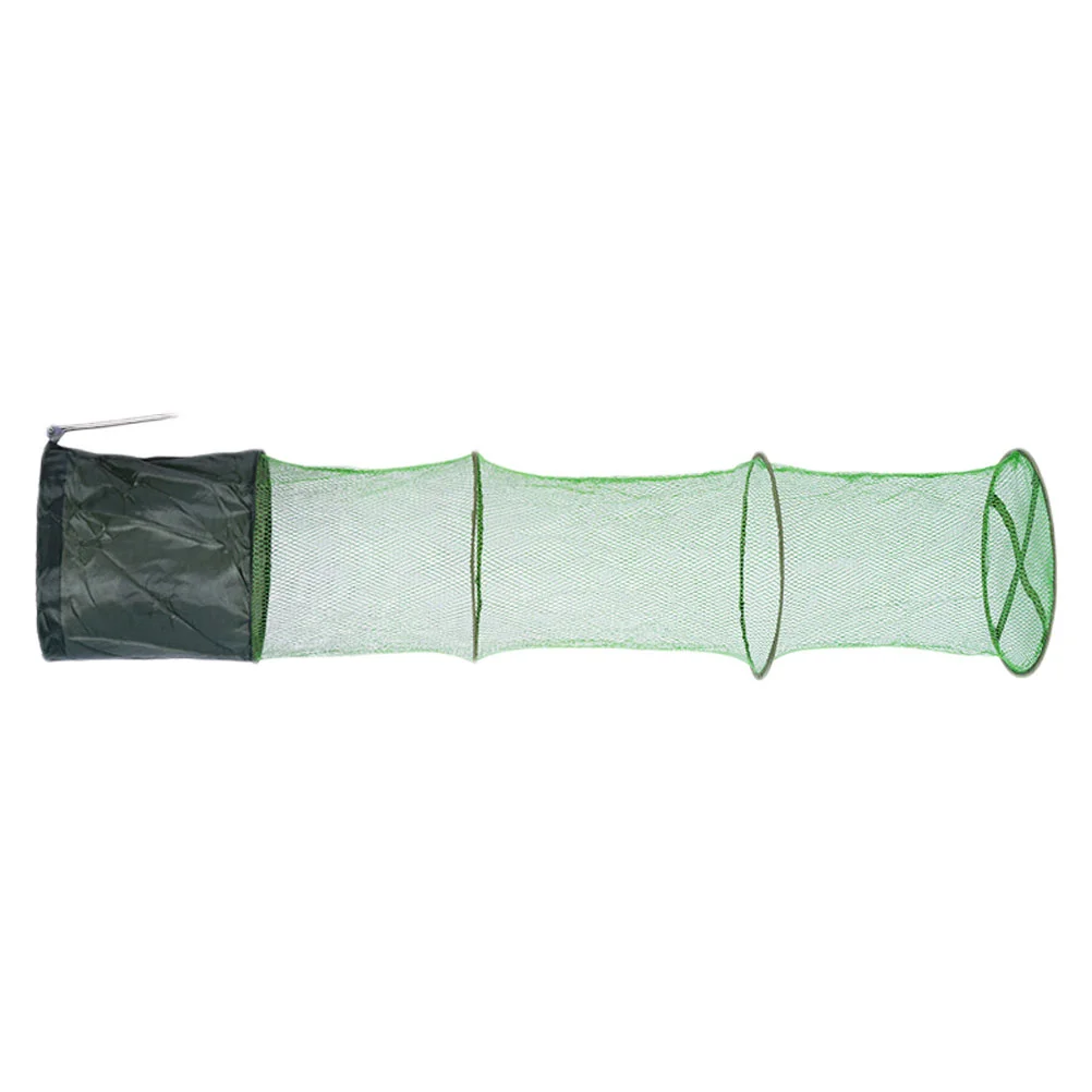 

Fish Nets Round Fish Shrimp Mesh Cage Folding Fishing Landing Net Drawstring Fish Bag (Rubberized Mesh 200x25cm)
