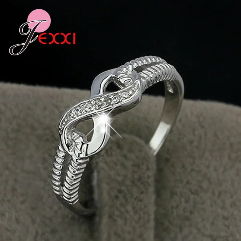 Novel Design Figure 8 Shape Round Finger Rings For Women Girls Promise Rings Sterling Silver 925 Elegant Wedding Jewelry silver ring wedding rings silver rings