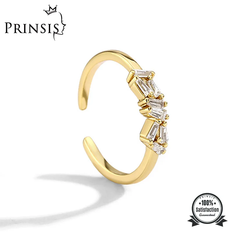 

PrinSis Fashion Irregular Geometry Adjustable Gold Color Shiny Zircon Open Ring Women Girls Trendy Party Gifts Jewelry P203