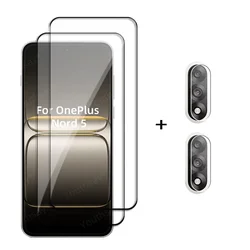 Premium Tempered Glass Full Cover Screen Protector with Protective Lens Film - Oneplus Nord 5 (2 Glass and 2 Lens)